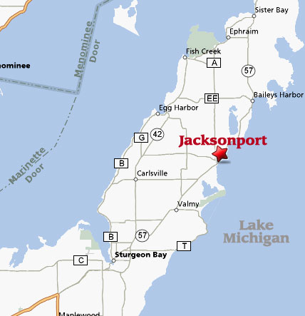 Jacksonport Wisconsin Map * Lake Michigan * Door County